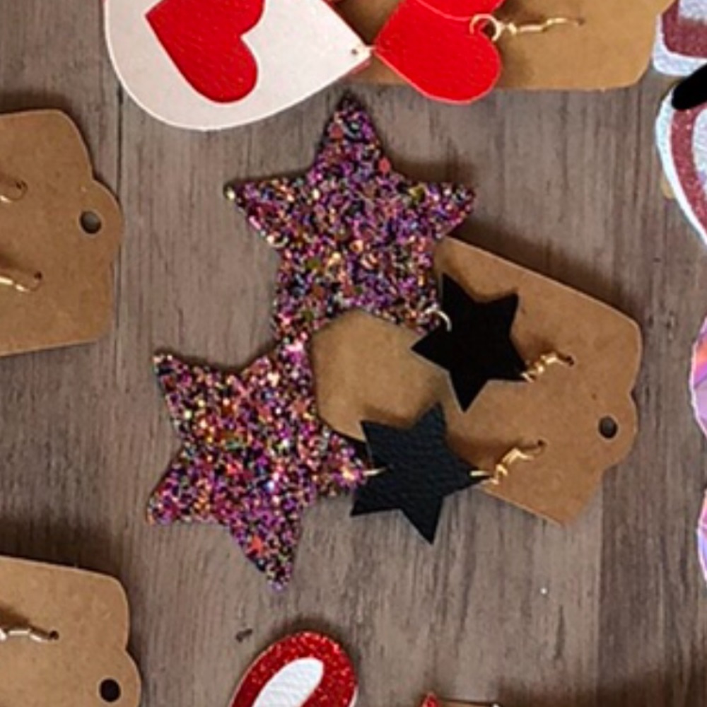 Leather/Glitter Earrings!! More to come soon 🤪